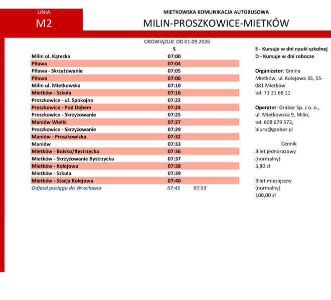 Rozkład jazdy - od 14.09.2026-03