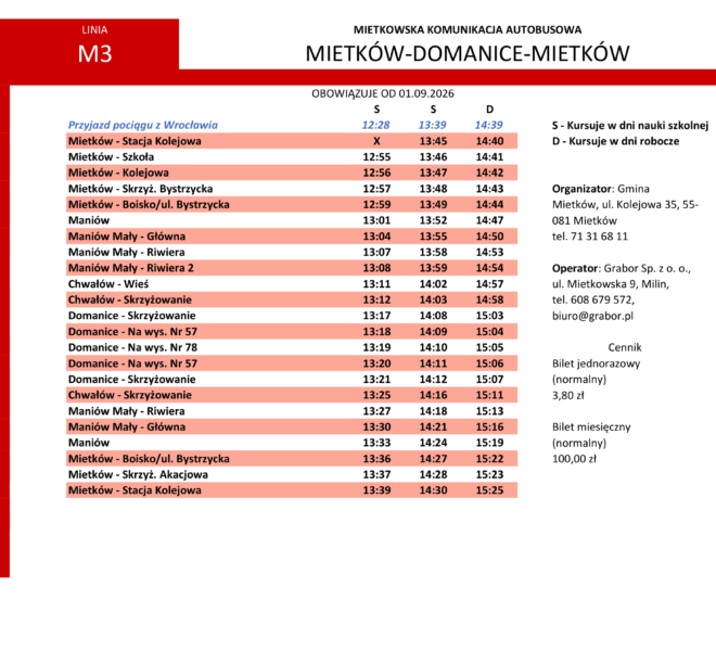 Rozkład jazdy - od 14.09.2026-05