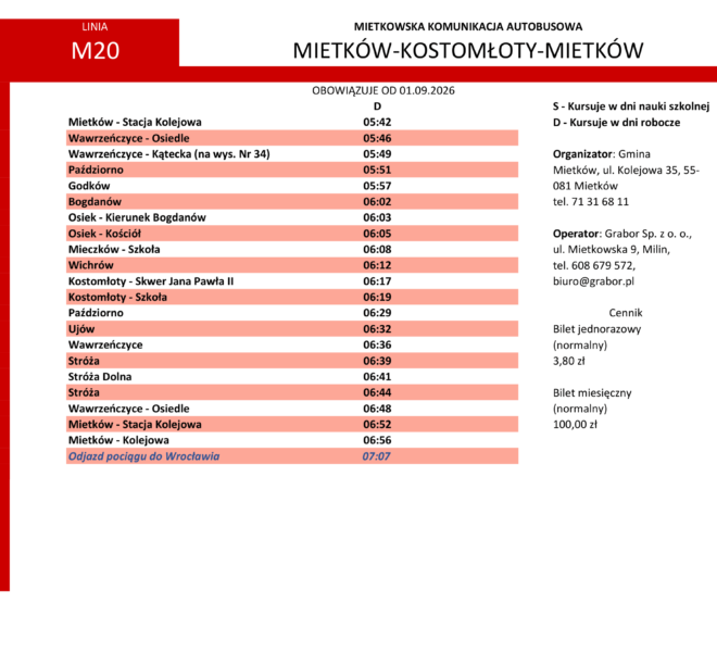 Rozkład jazdy - od 14.09.2026-07