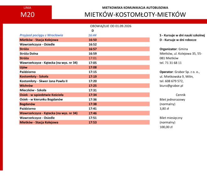 Rozkład jazdy - od 14.09.2026-08