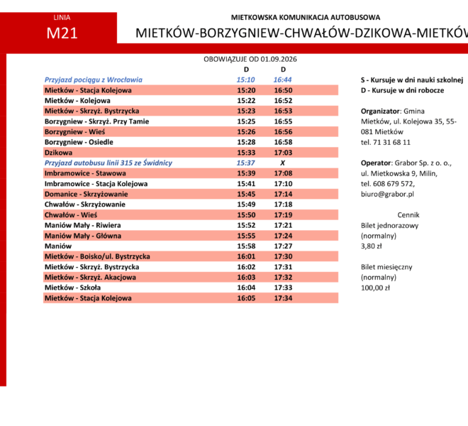Rozkład jazdy - od 14.09.2026-09