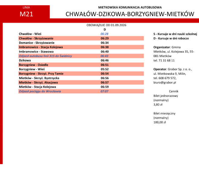 Rozkład jazdy - od 14.09.2026-10